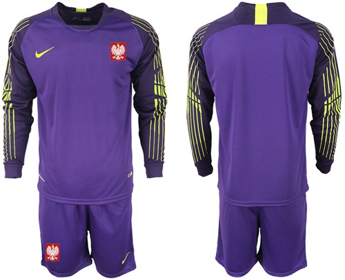 Poland Blank Purple Goalkeeper Long Sleeves Soccer Country Jersey